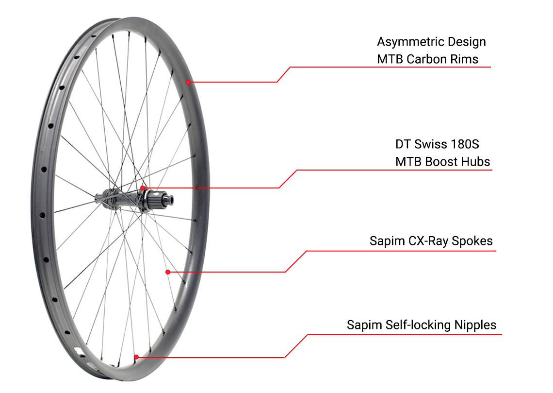 Roda de carbono para mountain bike com cubos boost DT180