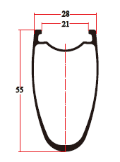 Desenho do aro de carbono RV28-55C