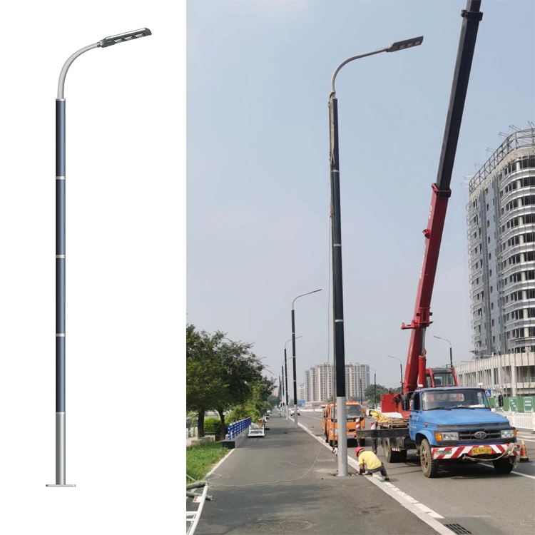 560pcs Project Of Solar Wrap Pole With Flexible Solar Panel On Pole-NEWLIGHT ENERGY