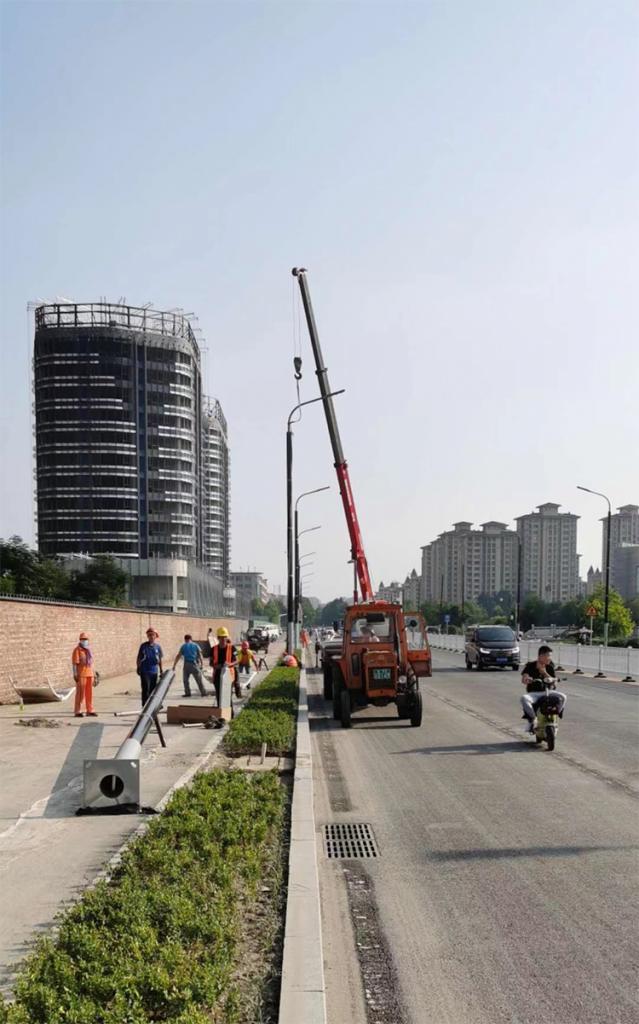 560pcs Project Of Solar Wrap Pole With Flexible Solar Panel On Pole-NEWLIGHT ENERGY