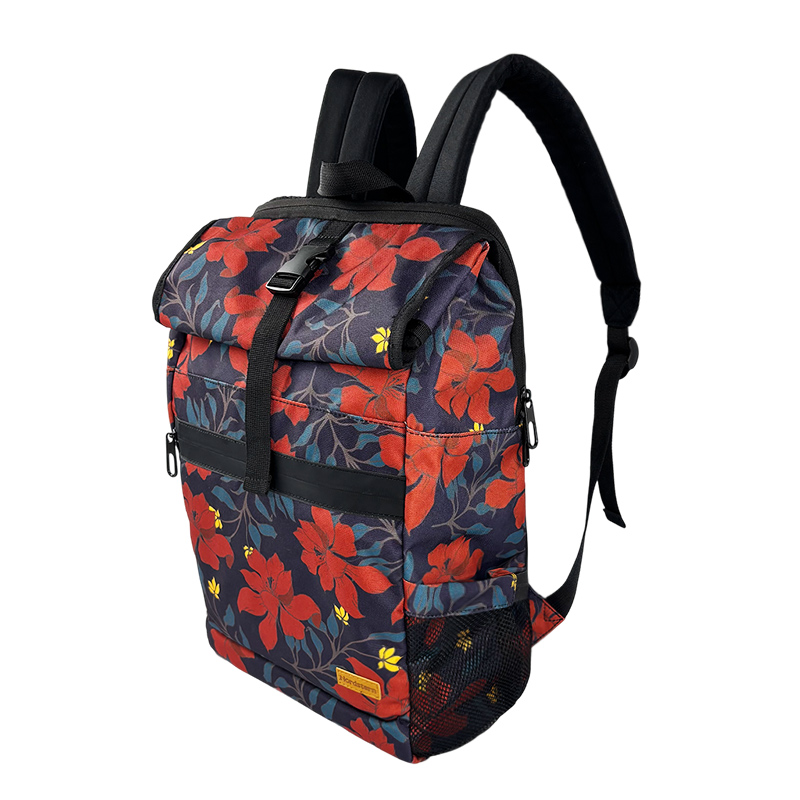 Vibrant Floral Roll Top Backpack