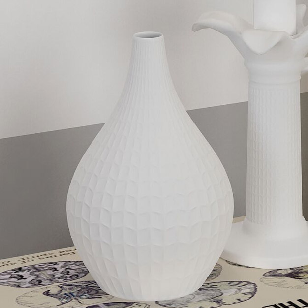 Novo design de porcelana fosco branco vaso com direitos autorais