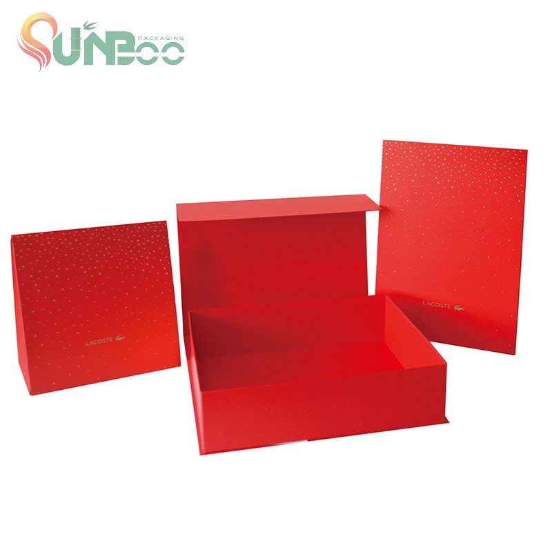 Caixa de presente de cor vermelha de alta classe e dobrável-sp-box058