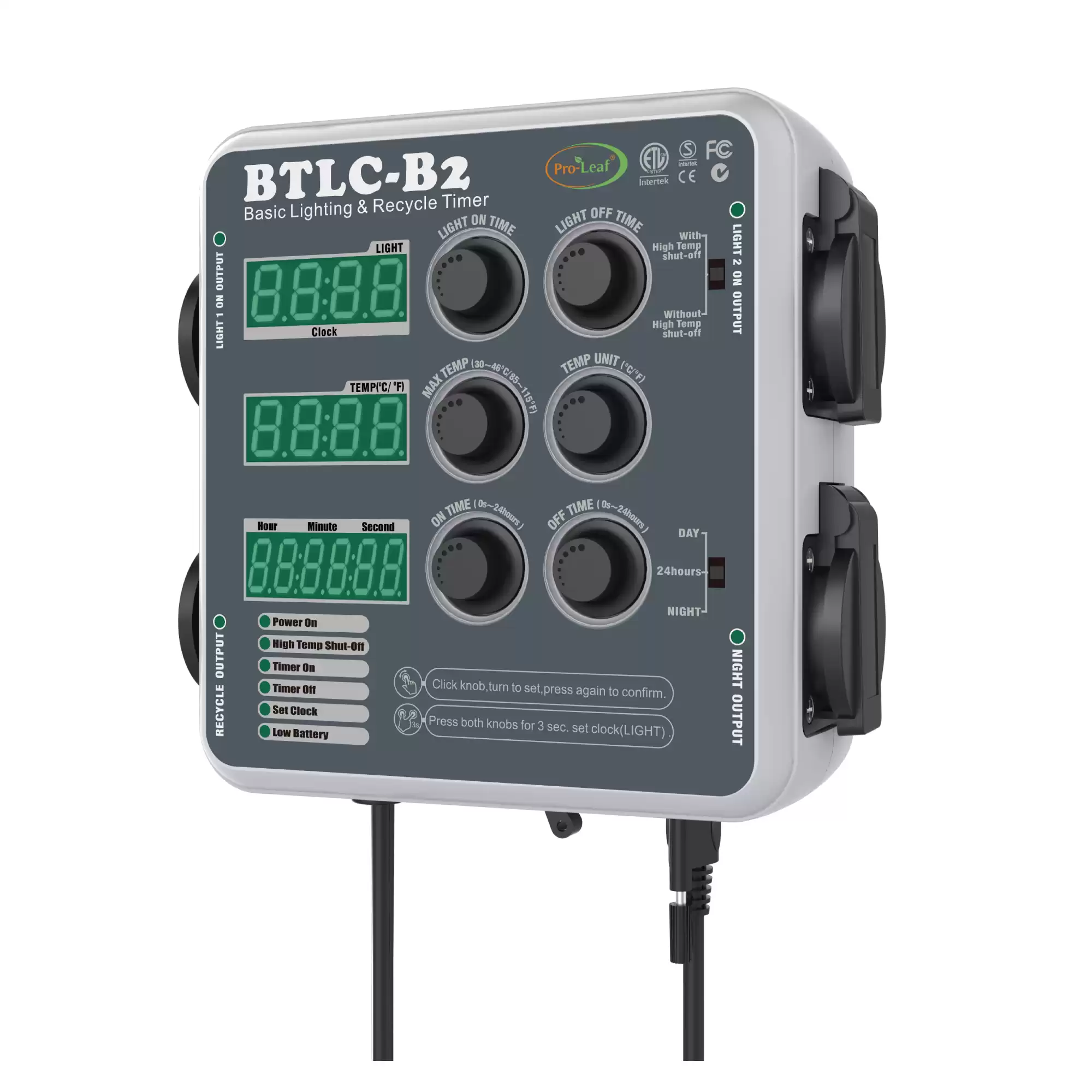 Iluminação digital BTLC-B2 e controlador de temporizador de reciclagem