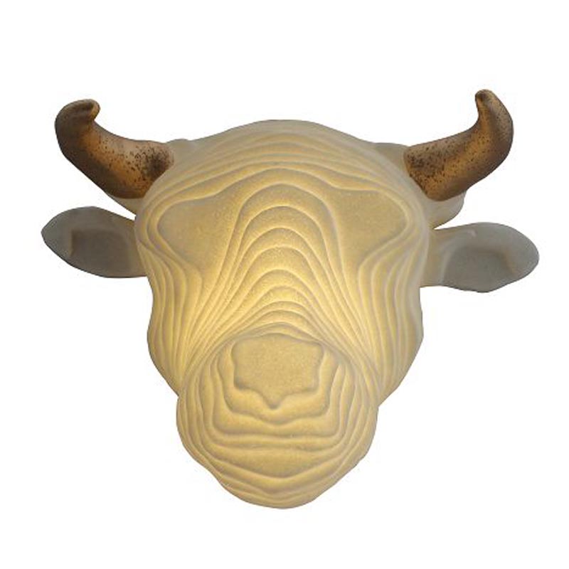 Escultura luz animal cabeça cabeça cabeça de luminárias decorativas de luminárias de vaca parede led luz bateria caixa