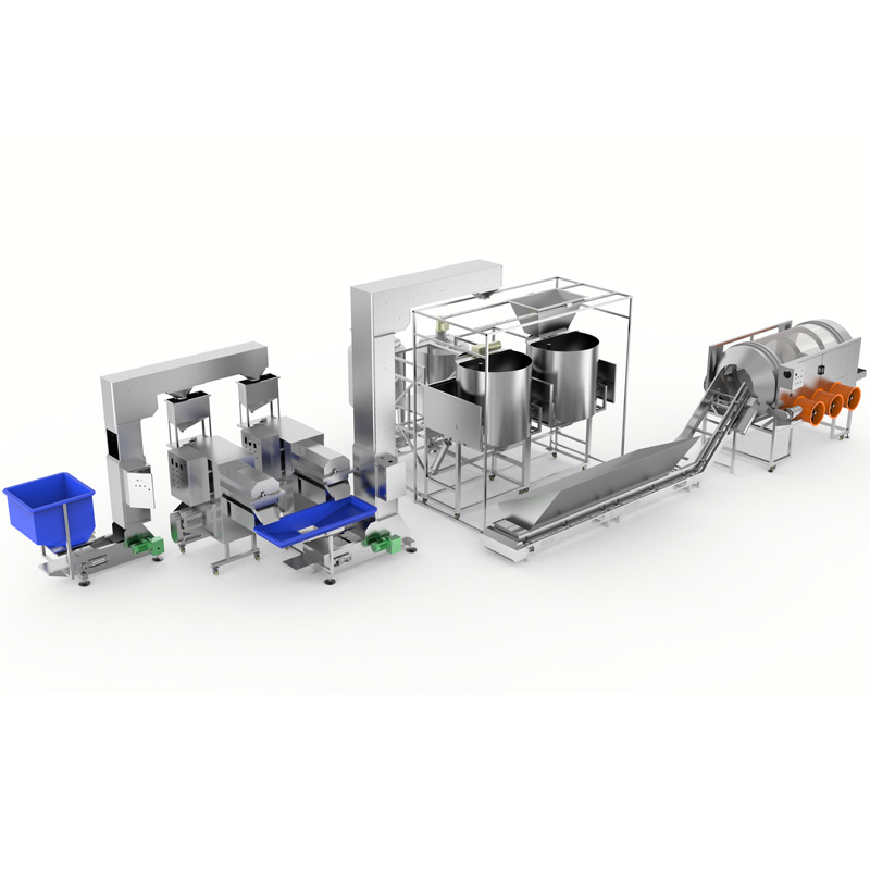Máquina de pipoca de ar quente de fábrica e linha de produção de caramelizador Linha de pipoca e linha de revestimento