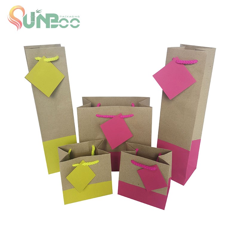 Contraste de cor bonito kraft papel saco sp-bag001