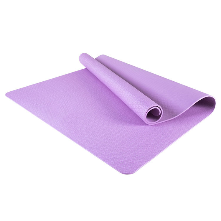 Amigável amigável impresso em relevo engrossado antiderrapante tpe roxo fitness yoga tapete