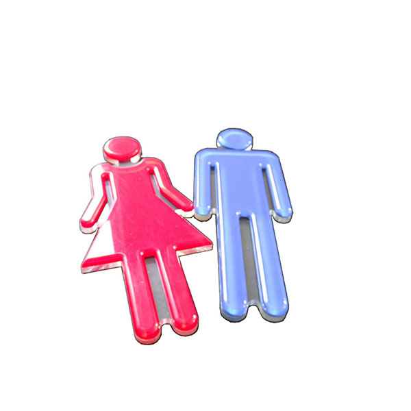 Adesivo de parede personalizado criativo logotipo acrílico masculino ou feminino sinal de banheiro