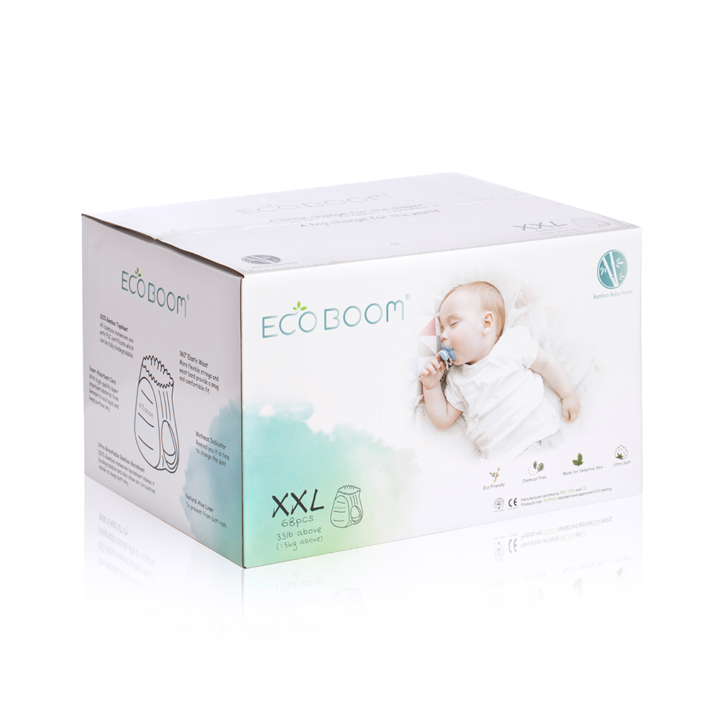 Eco boom bambu bebê biodegradável calça orgânico fraldas xxl