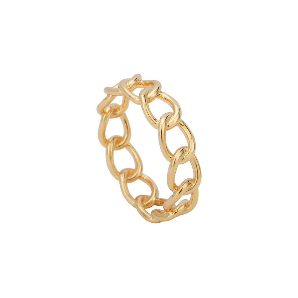 Chain link ring prata 18k banhado a ouro