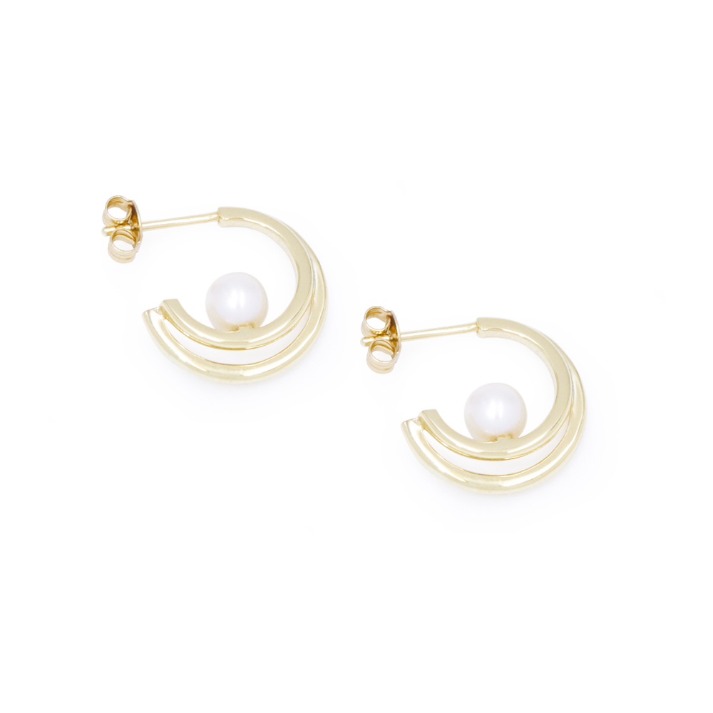 Pinos de orelha de aro para mulheres cor de ouro com pérolas
