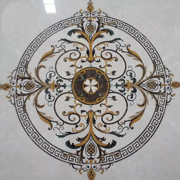 Waterjet padrão de mármore desenho de inlay corte aquático telhas de telhas medalhão