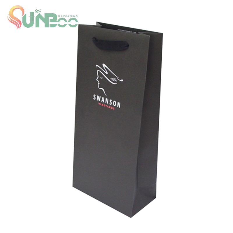Papel preto com design branco de tinta branca para saco de vinho -sp-bag044
