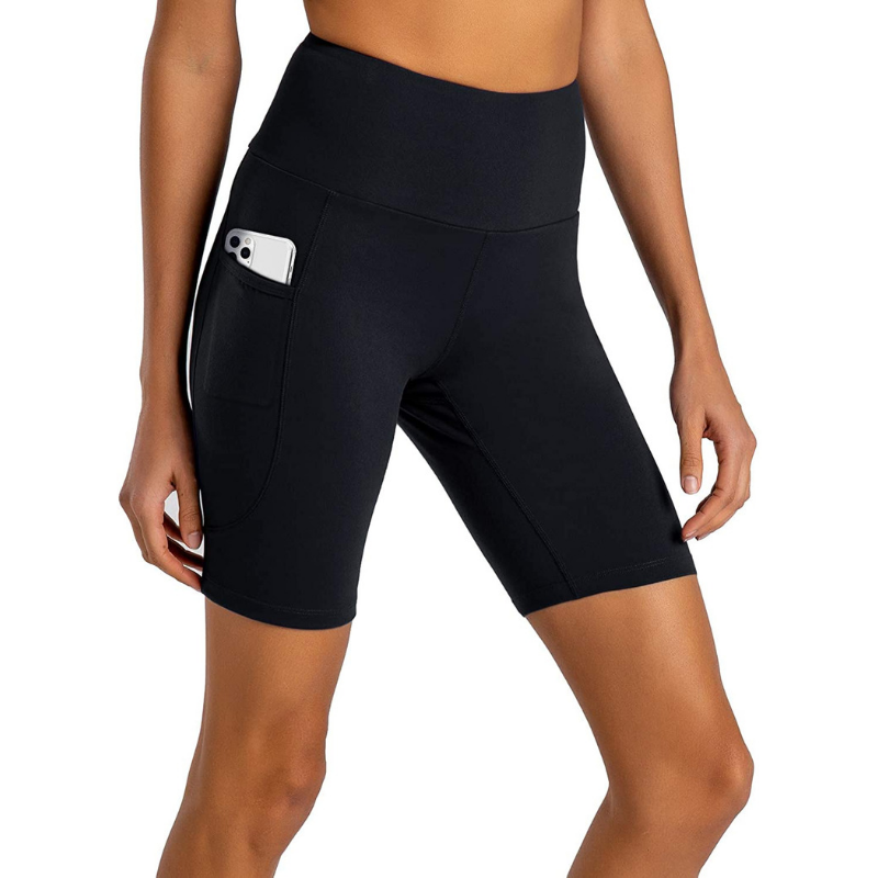 Mulheres 2 "5" 8 "Yoga Shorts Alto cintura cintura calções de bicicleta com bolsos Workout Spandex Shorts