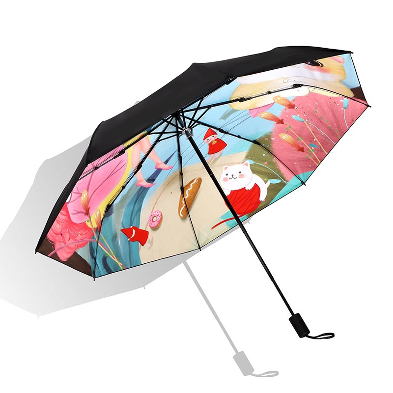 Personalizado impresso manual compacto dobrável guarda-chuvas