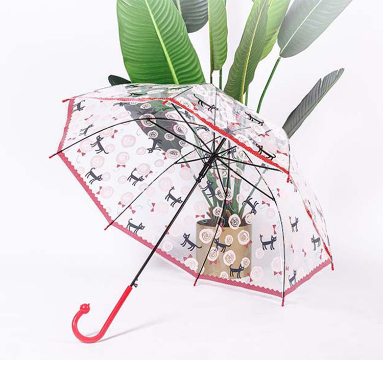 Creative Cat Handle Children Guarda-chuva Transparente