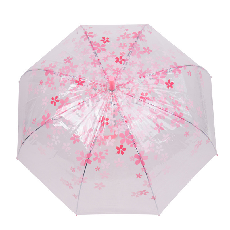 Guarda-chuva transparente floral de cabo longo