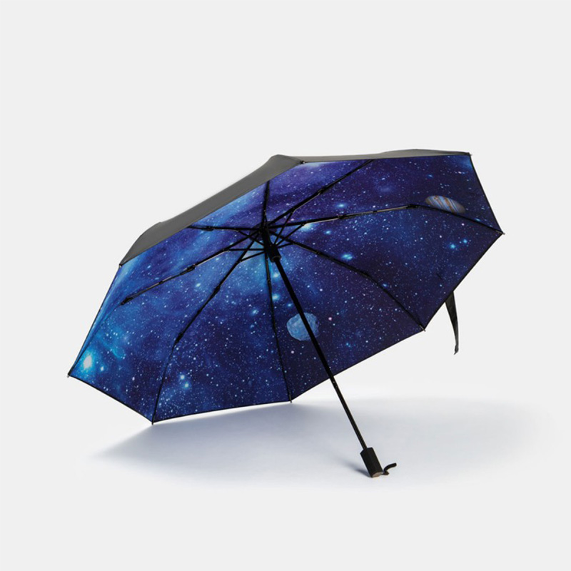 Viagem ao ar livre dobrável sol guarda-chuva de chuva com impressão de céu estrelado