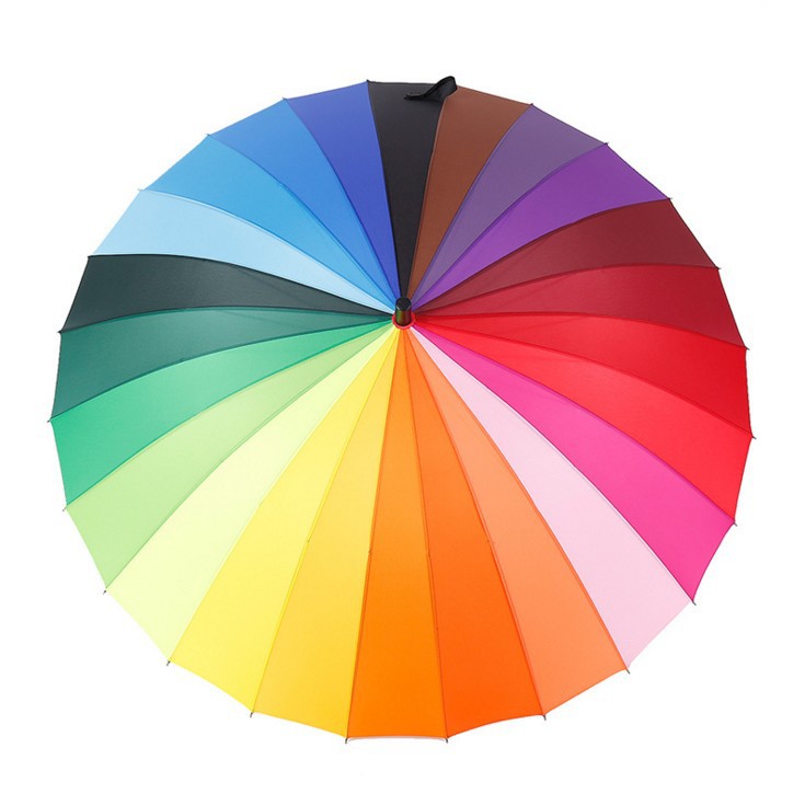 Personalizado grande 24 costelas forte guarda-chuva colorido arco-íris