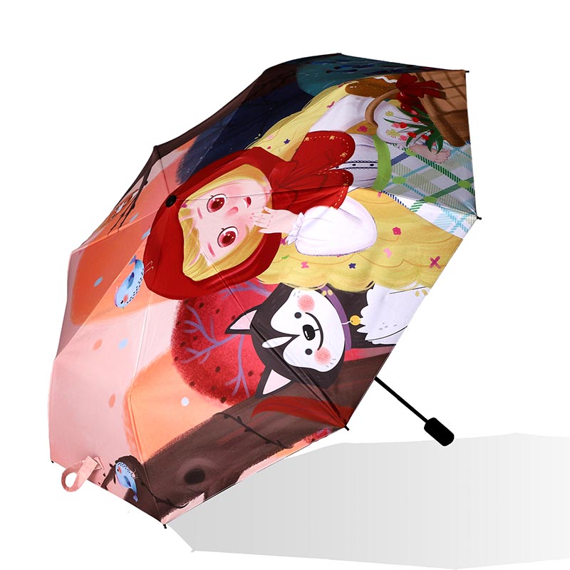Impressão reversível portátil 3 fold guarda-chuva