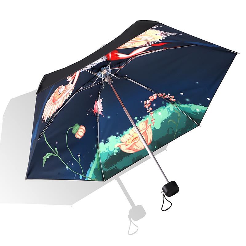 Guarda-chuva dobrável à prova de vento dos desenhos animados em toda a impressão 6 painéis