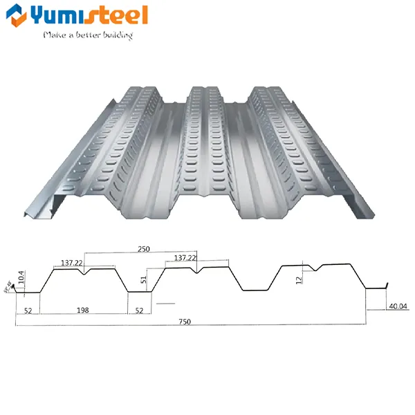Folha de decks de metal de alta resistência compressiva para estrutura de aço