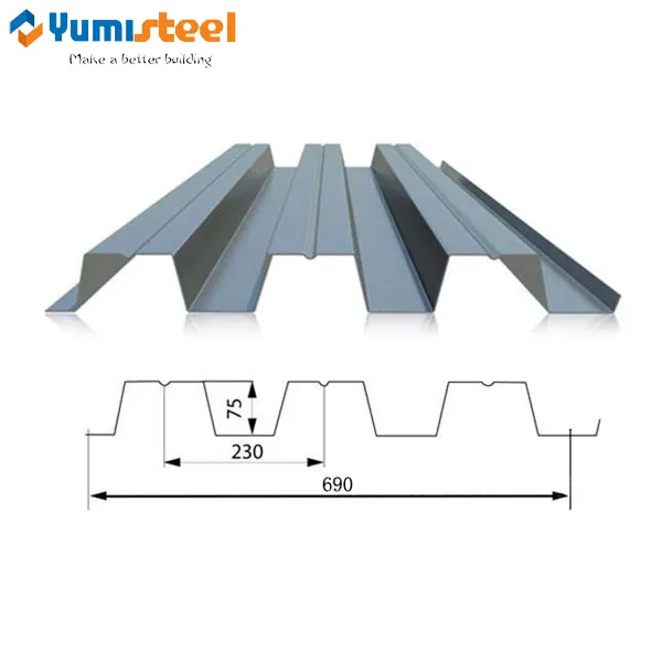 Folha de decks de piso de metal ondulado galvanizado para construção de edifícios