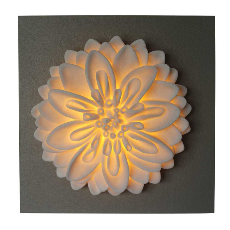 Placa de flor de arenito de arte de parede mdf com luz LED