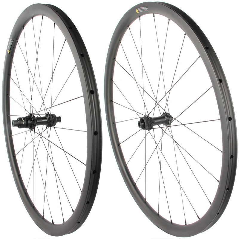 Conjunto de rodas de disco de carbono 700C, bicicleta de estrada, freio a disco de 28 mm de largura, tubular de carbono