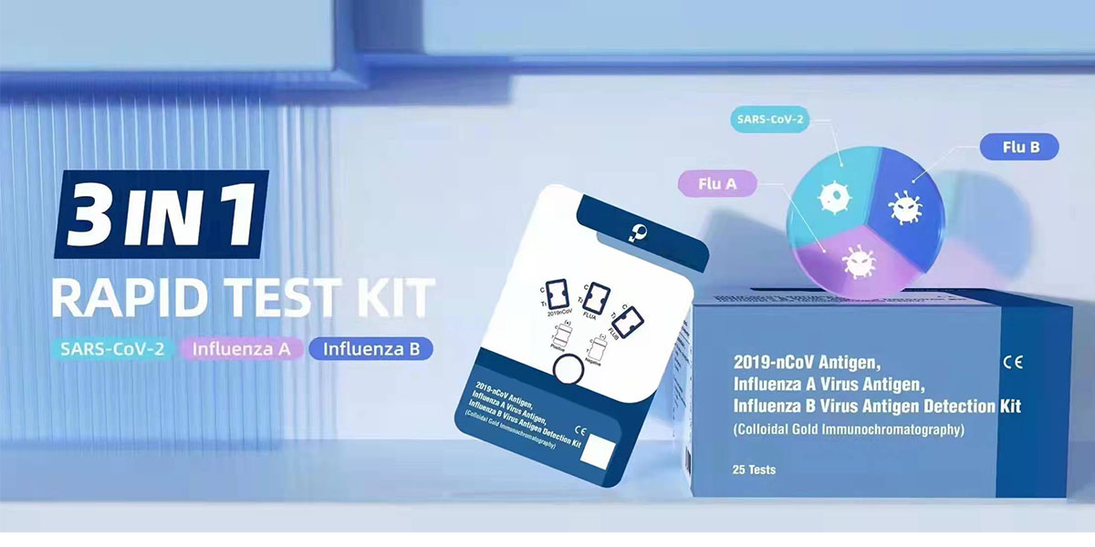 Kit de teste rápido 3 em 1 antígeno 2019-nCoV, antígeno do vírus da gripe A, kit de detecção de antígeno do vírus da gripe B (imunocromatografia de ouro coloidal))