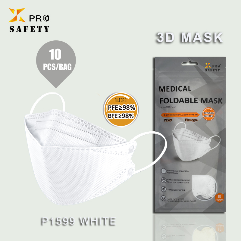Alta proteção venda direta da fábrica 10 pc/saco branco adulto rosto respirador poeira descartável ajuste não tecido máscara estereoscópica 3d