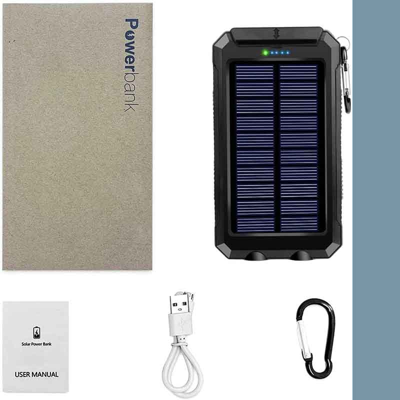 Banco de energia portátil solar 20000mAh trocador de bateria à prova d'água Powerbank com bússola