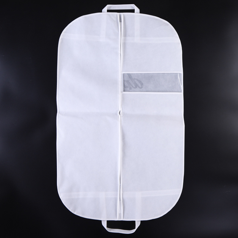 Bolsa de roupa pequena transparente com janela branca compostável capa transparente para armazenamento pendurado logotipo personalizado com não tecido