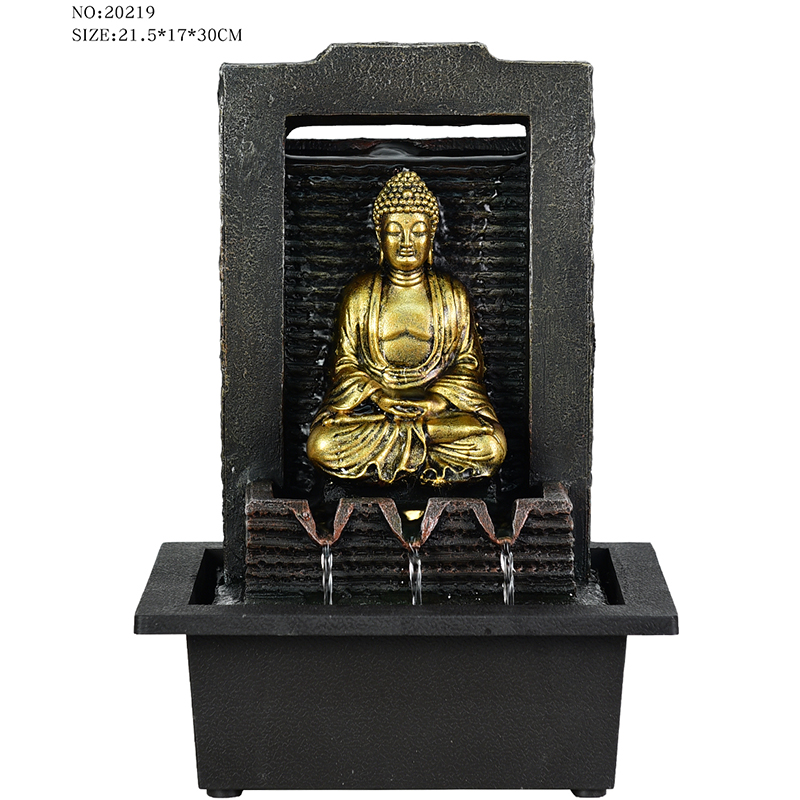 Atacado vários estilos de mesa de resina fonte de água religiosa de Buda para decoração interna