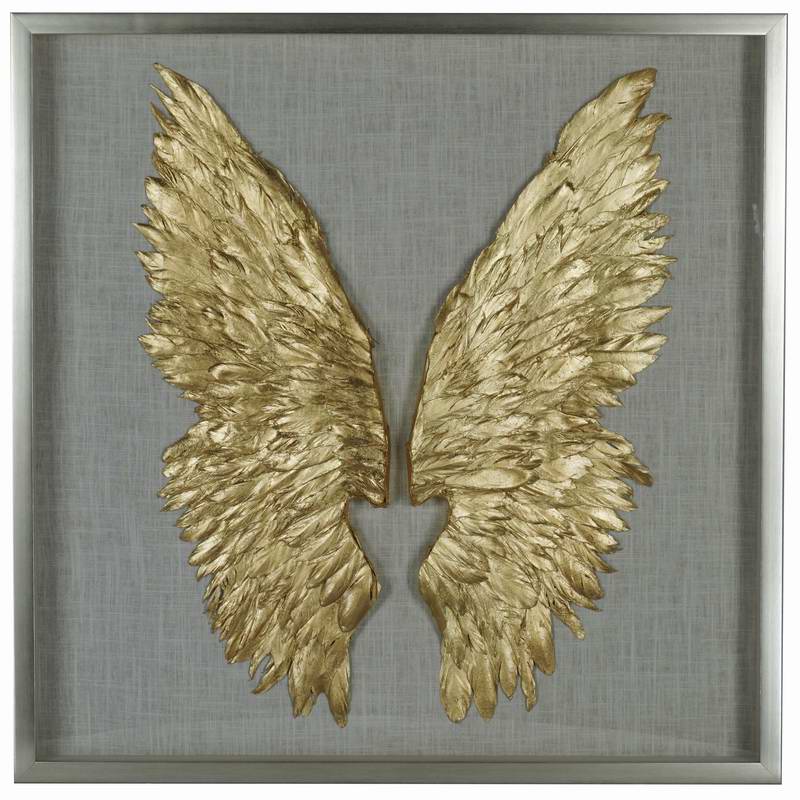 decoração de casa arte de parede 3D caixa de sombra penas asas de anjo 36247