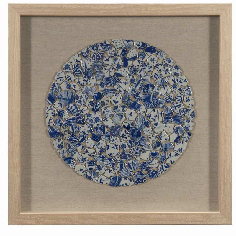 Placa cerâmica quebrada azul caixa de sombra decoração de parede/decoração de casa/arte de parede 30153a
