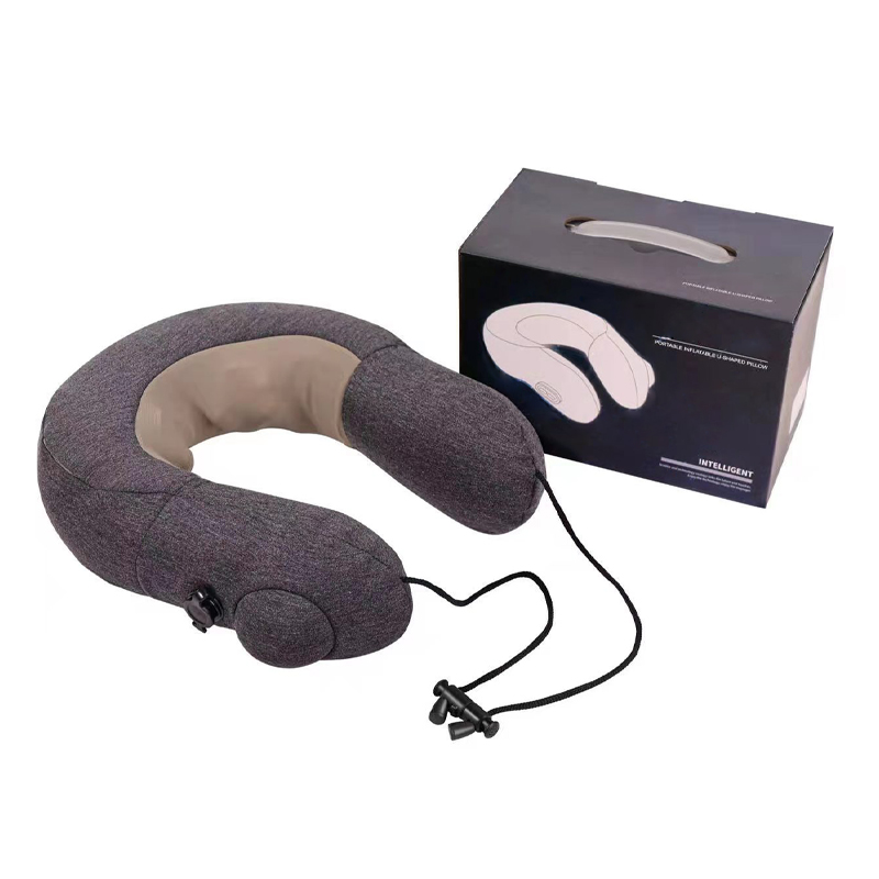 Sem fio portátil inflável inteligente em forma de u suporte de pescoço shiatsu travesseiro de massagem de viagem dobrável com cabo usb